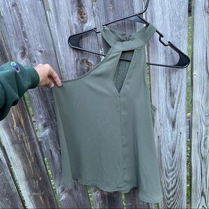 Express XS high neck green halter sleeveless blouse
